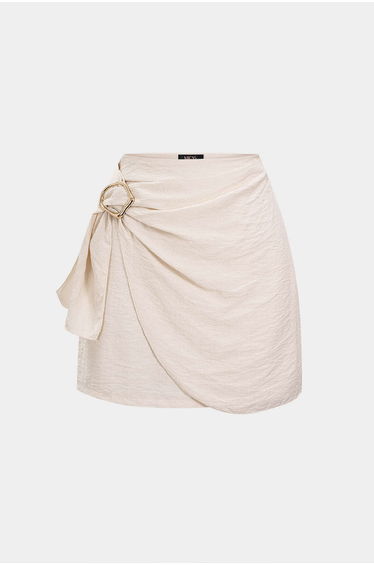 Metallic Asymmetrical Ruched High Waist Skirt