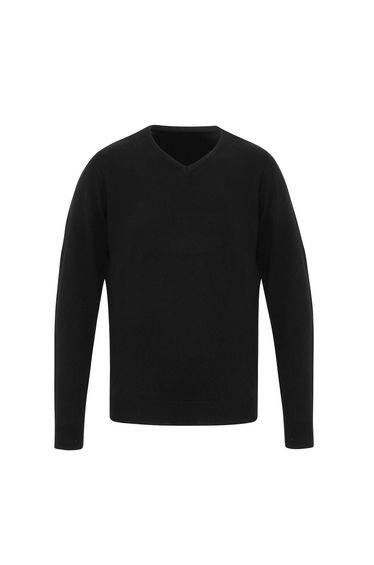 Premier Mens Essential Acrylic V Neck Sweatshirt - Black