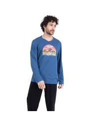 Crew Neck Pyjamas with Print On Front