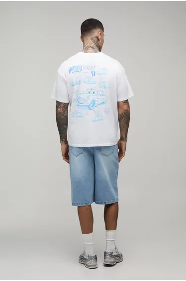 Tall Cars Hudson Hornet Oversized License Print T-shirt - white