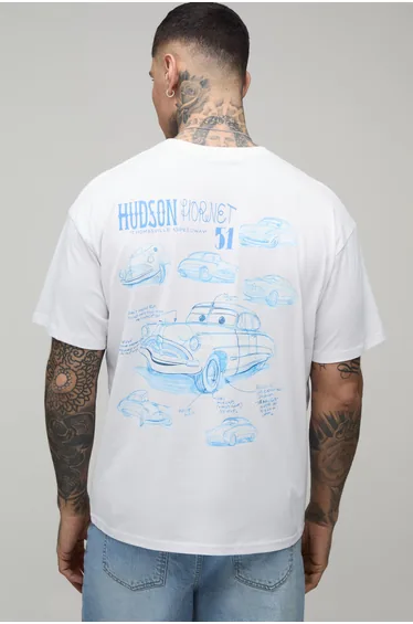 Tall Cars Hudson Hornet Oversized License Print T-shirt - white