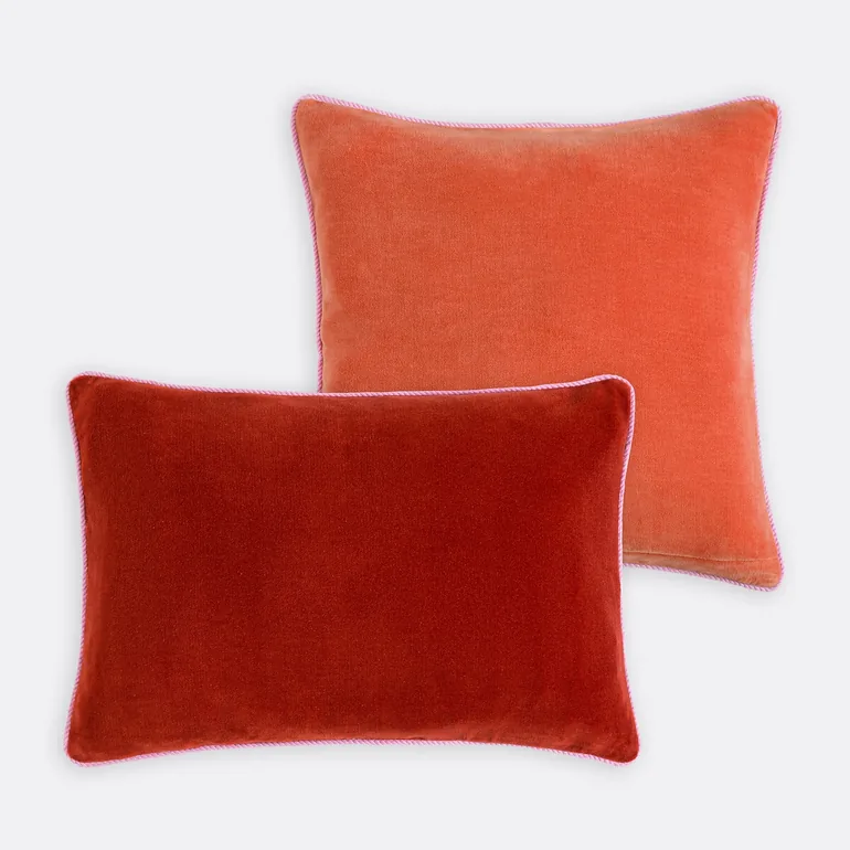 Gusali Square Two-Tone Cushion Cover 50x50cm in Velour - 3