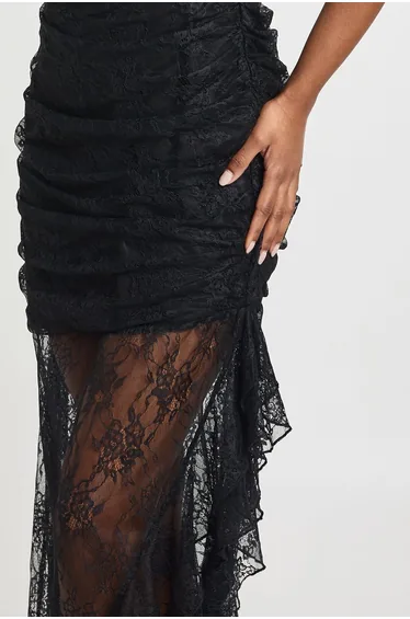 فستان بوهو أسود ميداكسي بقصة ميرمايد