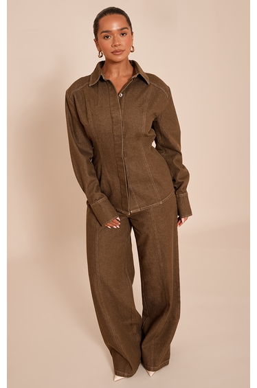 Shape Khaki Seam Front Straight Leg Twill Trouser