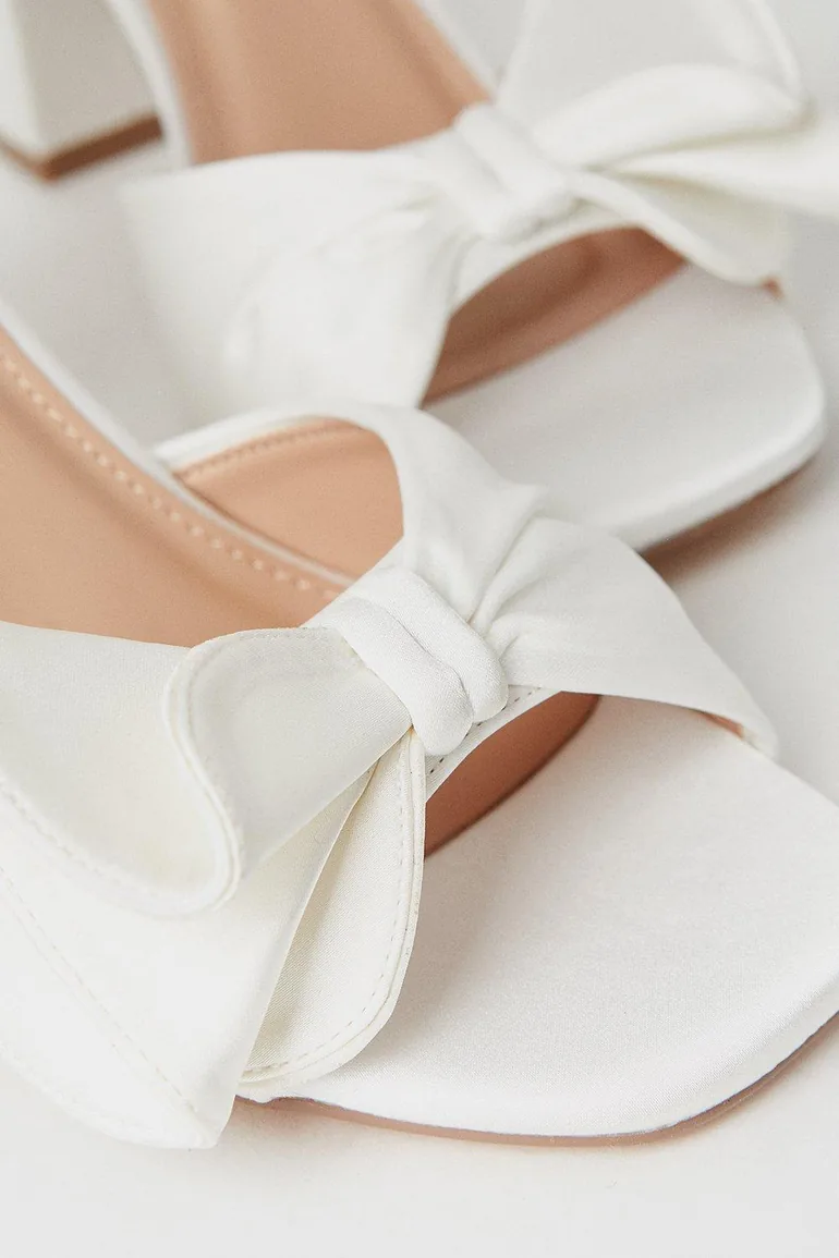 Tina Bridal Satin Soft Ruffle High Block Heel Sandal - 3