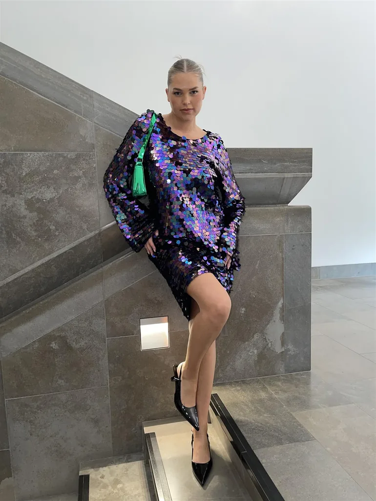 collective the label sequin dress Collective The Label V neck wrap mini dress in cerise velvet sequin