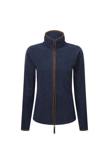Premier Womens/Ladies Artisan Contrast Trim Fleece Jacket - Navy/Brown
