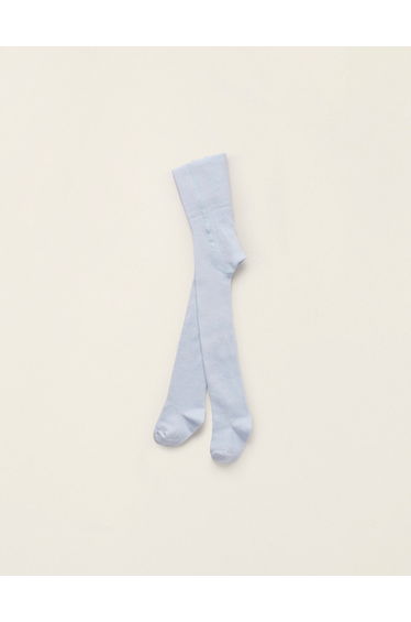 High-Waist Cotton Tights for Newborns, Blue