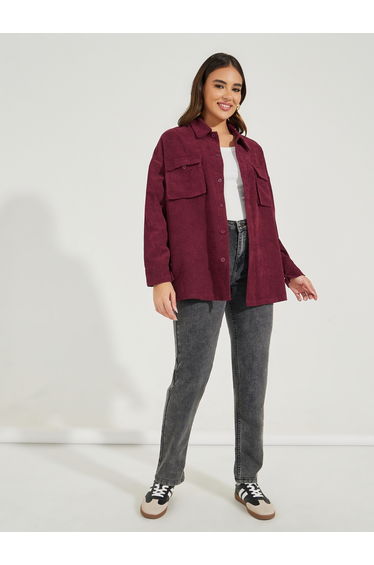 Oversized Longline Corduroy Shacket