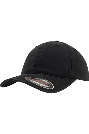 Flexfit Garment Washed Cotton Dad Baseball Cap - Black