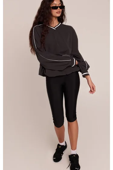 Charcoal Tricot V Neck Sweater