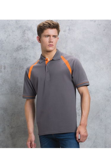 Kustom Kit Mens Oak Hill Piqué Polo Shirt - Charcoal/Orange