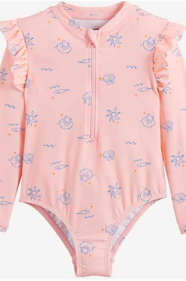 Seashell Print UV Protection Swimsuit