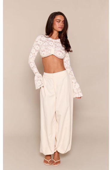 Lemon Lace Extreme Crop Long Sleeve Top