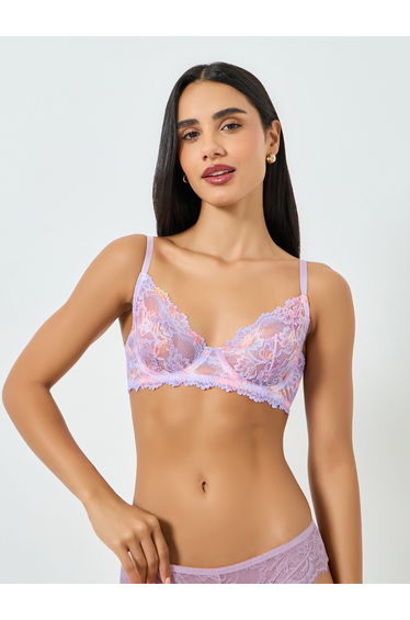 Purple Lace Non Padded Wired Bra