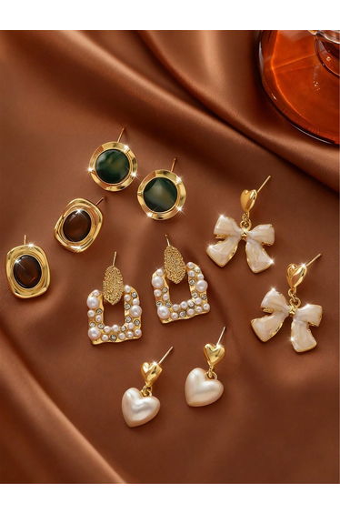 Set of 5 - Assorted Embellished Earrings