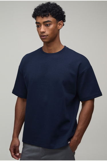 Oversized Premium Interlock T-Shirt - navy