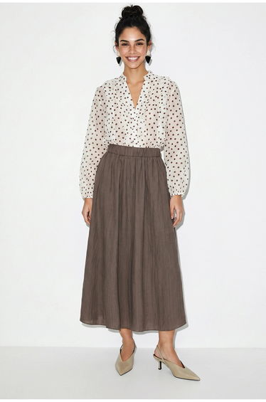 LUCCI High Waist A-Line Maxi Skirt with Pockets