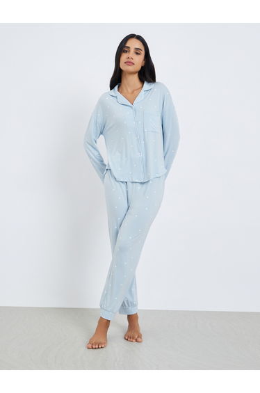 Modal Heart Pocket Detail Shirt and Pyjama Set