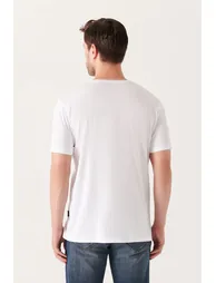 Men's White Ultrasoft Crew Neck Cotton Slim Fit Slim Fit T-shirt - 1