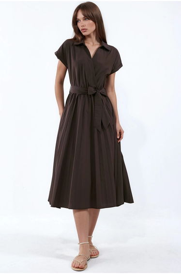 BUSEM Belted Wrap Midi Dress