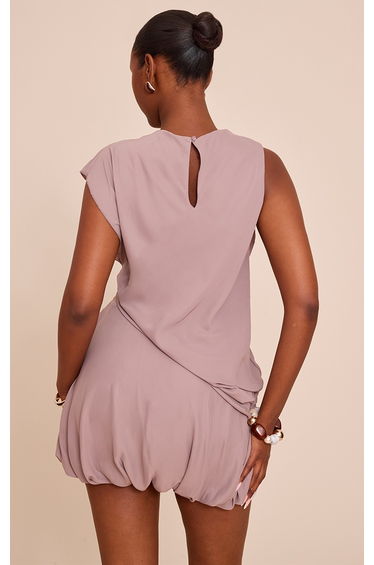 Taupe Chiffon Frill Hem Shift Mini Dress product thumbnail 3