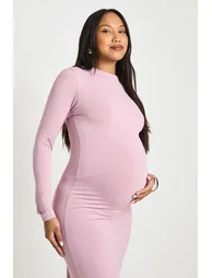 Maternity Ruched Side Detail Maxi Dress - mauve - 3