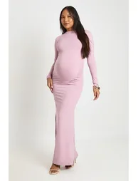 Maternity Ruched Side Detail Maxi Dress - mauve