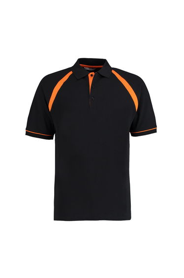 Kustom Kit Mens Oak Hill Piqué Polo Shirt - Black/Orange