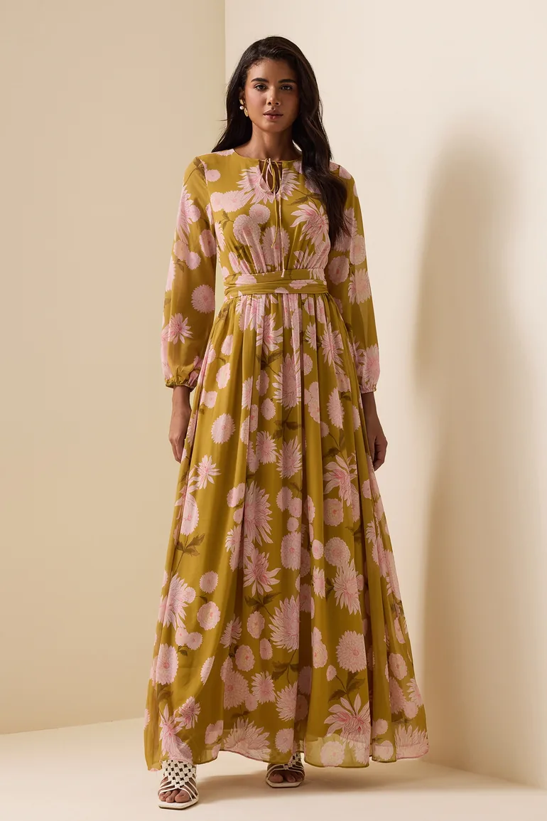 Augustine Floral Lace Up Maxi Dress - 12