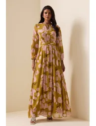 Augustine Floral Lace Up Maxi Dress - 12