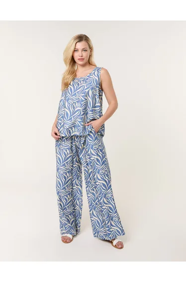 Leaf Print Vest and Trouser Set