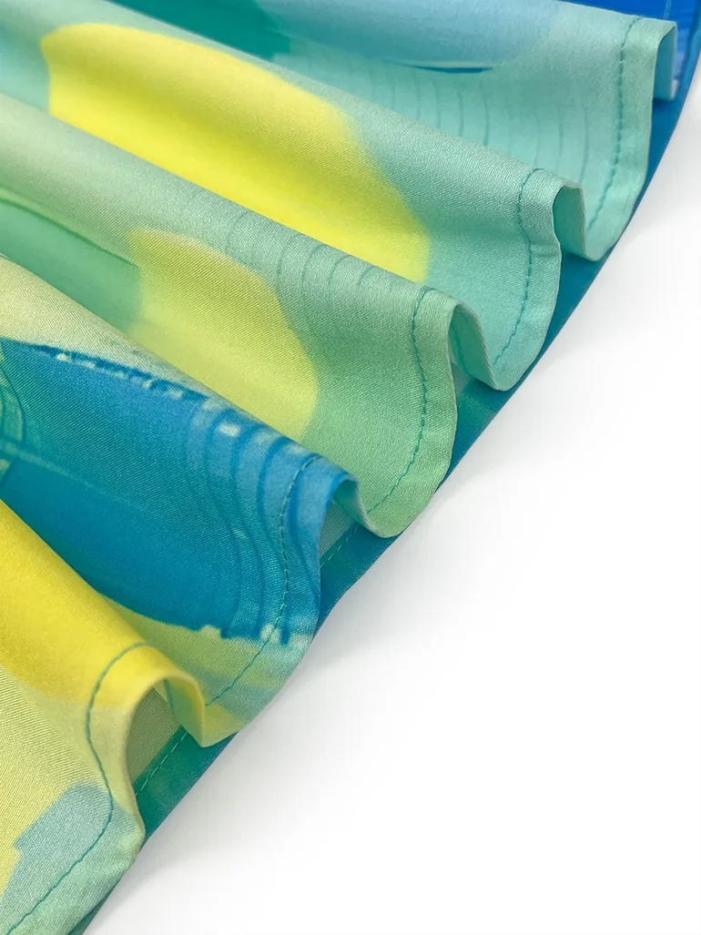 Loose Sleeveless Contrast Color Printed V-Neck Maxi Dresses - 9