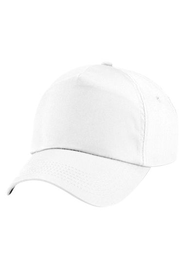 Beechfield Plain Unisex Junior Original 5 Panel Baseball Cap - White