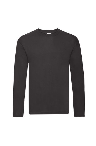 Fruit Of The Loom Mens Original Plain Long-Sleeved T-Shirt - Black