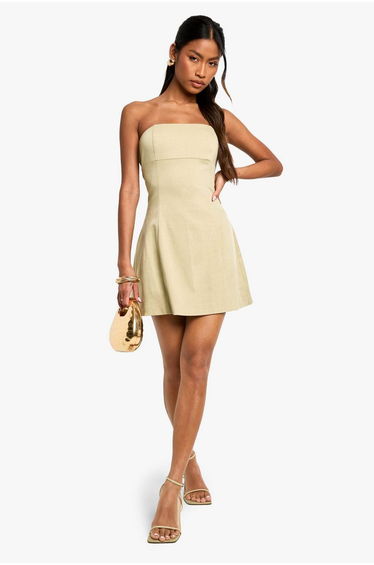 Structured Bandeau Tailored Mini Dress - sage