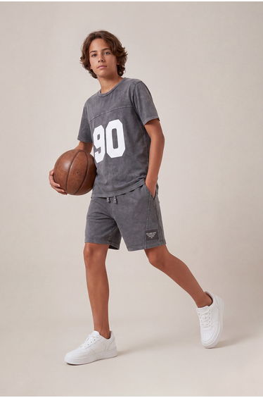 Anthracite Printed Boys' Knitted Top and Bottom Set