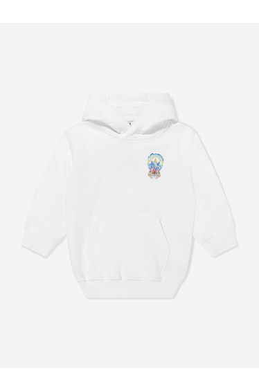 Casablanca Boys Surf Lotus Printed Hoodie in White