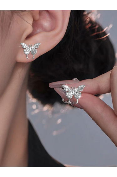 Silver Butterfly Stud Earrings