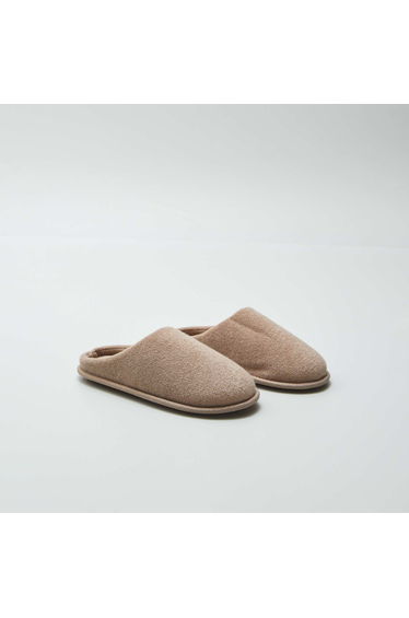 Bouclé knit mule slippers BEIGE