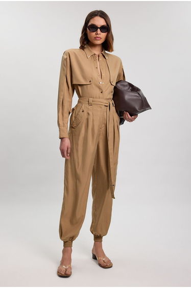 Cupro Utility Twill Woven Trouser