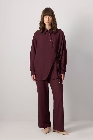 SHIRT AND PANTS SET WITH TIE DETAIL