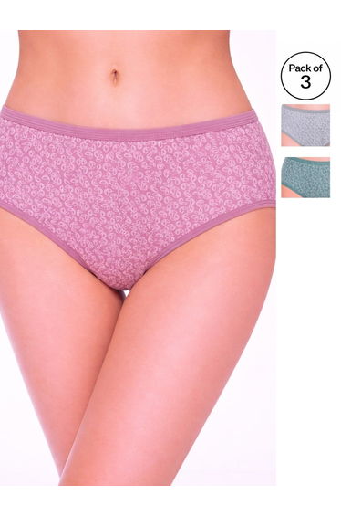 Pack of 3 - Printed High Leg Briefs