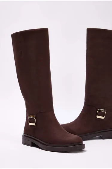 Suede dark brown boots