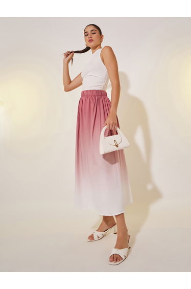 Ombre A-Line Midi Skirt