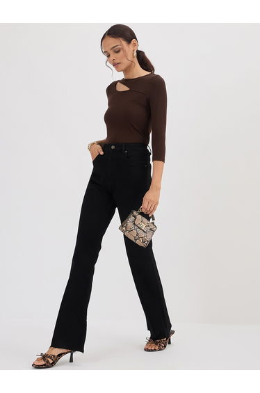 Black Mid-Rise Bootcut Jeans