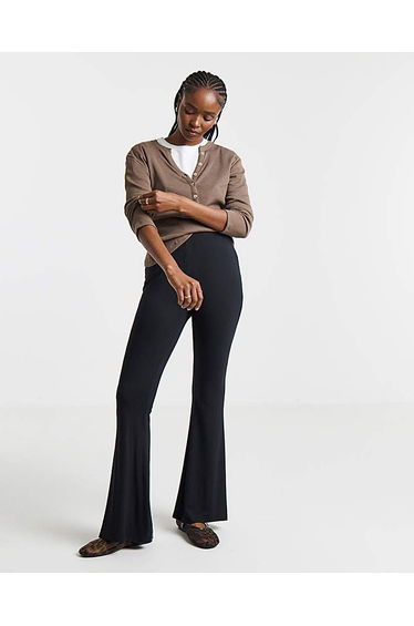 Black Jersey Flared Trouser