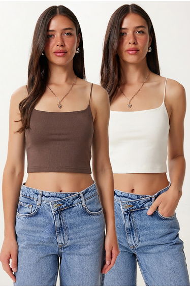 ISTANBUL Slim Fit Square Neck Crop Top