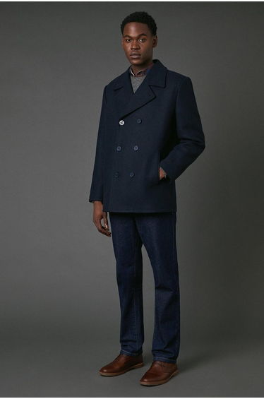 Navy Wool Blend Peacoat