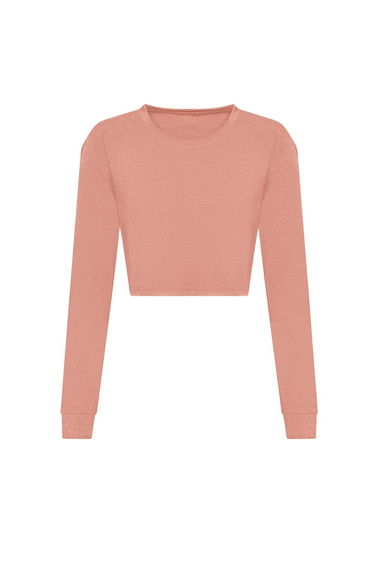 Awdis Womens/Ladies Crop Triblend Long-Sleeved T-Shirt - Dusty Pink